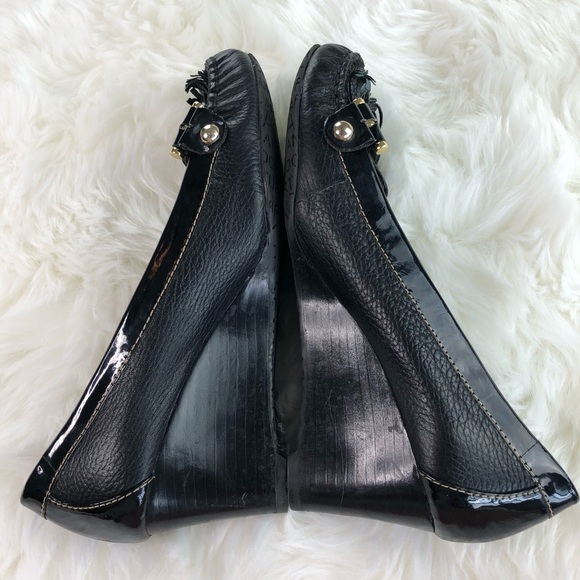 Arturo Chiang Black Leather Dress Wedge Sz 7.5 - Picture 5 of 8